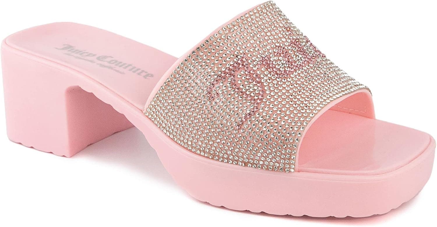Juicy Couture Flip Flops for Women - Thong Sandals For Women - Womens Open toe Slip-on Sandal with Glitter Rhinestone Accents on strap