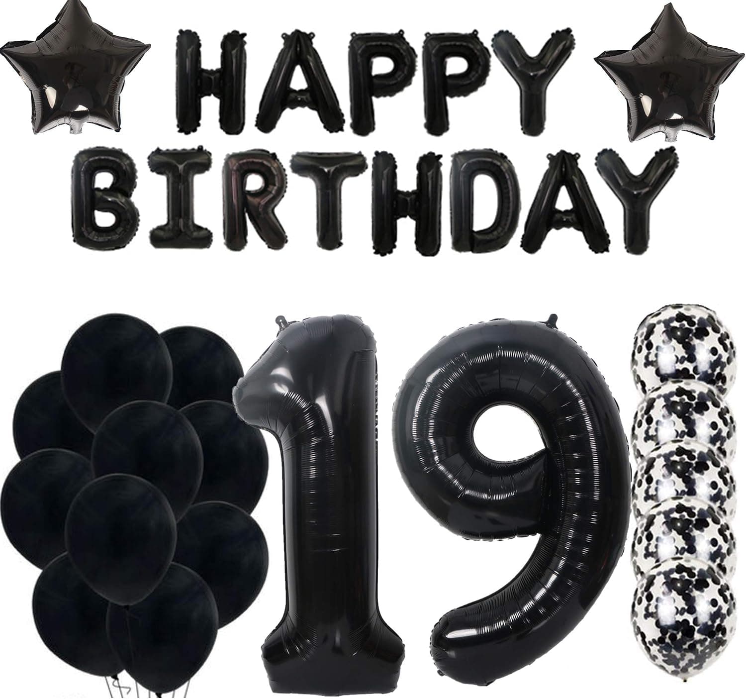 19th Birthday Decorations Party Supplies, Black Large Numbers 19 Birthday Party Supplieations,s,Anniversary Events Decorations and Sweet Party, Anniversary