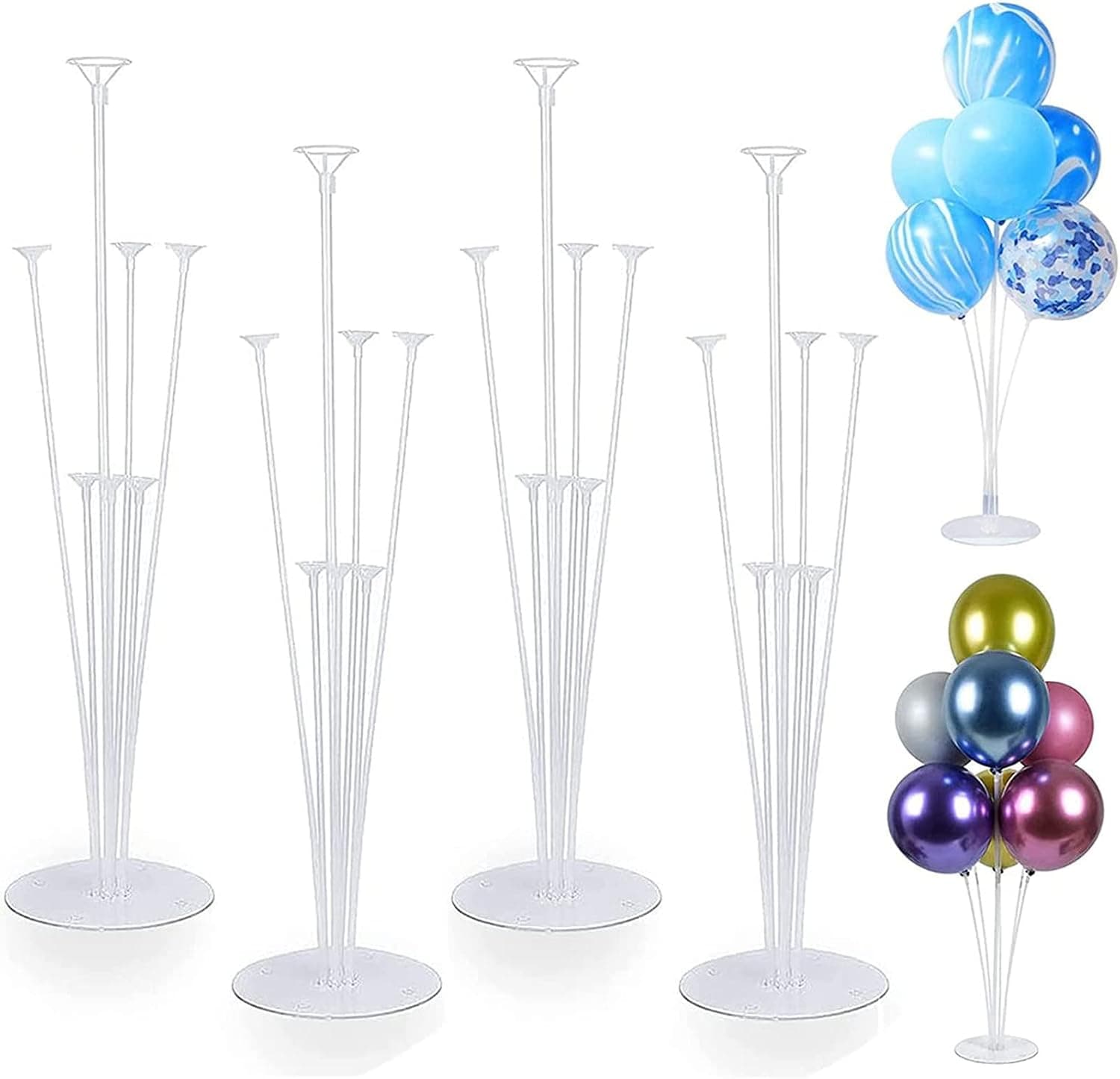 Faitoger 4 Sets of Balloon Stand Kits, Reusable Clear Balloon Stand with Base Balloon Table Floor Stand for for Birthday Wedding Festival Anniversary Party Christmas Decorations (4PCS)