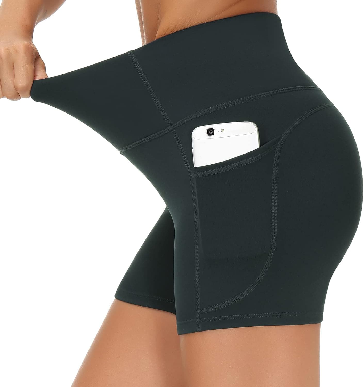 THE GYM PEOPLE High Waist Yoga Shorts for Women's Tummy Control Fitness Athletic Workout Running Shorts with Deep Pockets