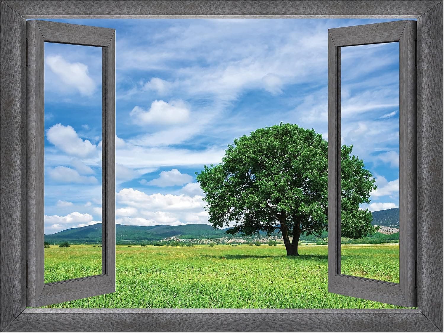 wall26 - Open Window Creative Wall Decor - Majestic Country Side View - Wall Mural, Removable Sticker, Home Decor - 36x48 inches