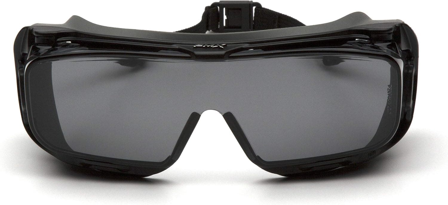 Pyramex Cappture Over Prescription Safety Glasses, Gray H2MAX Anti-Fog Lens w/Rubber Gasket
