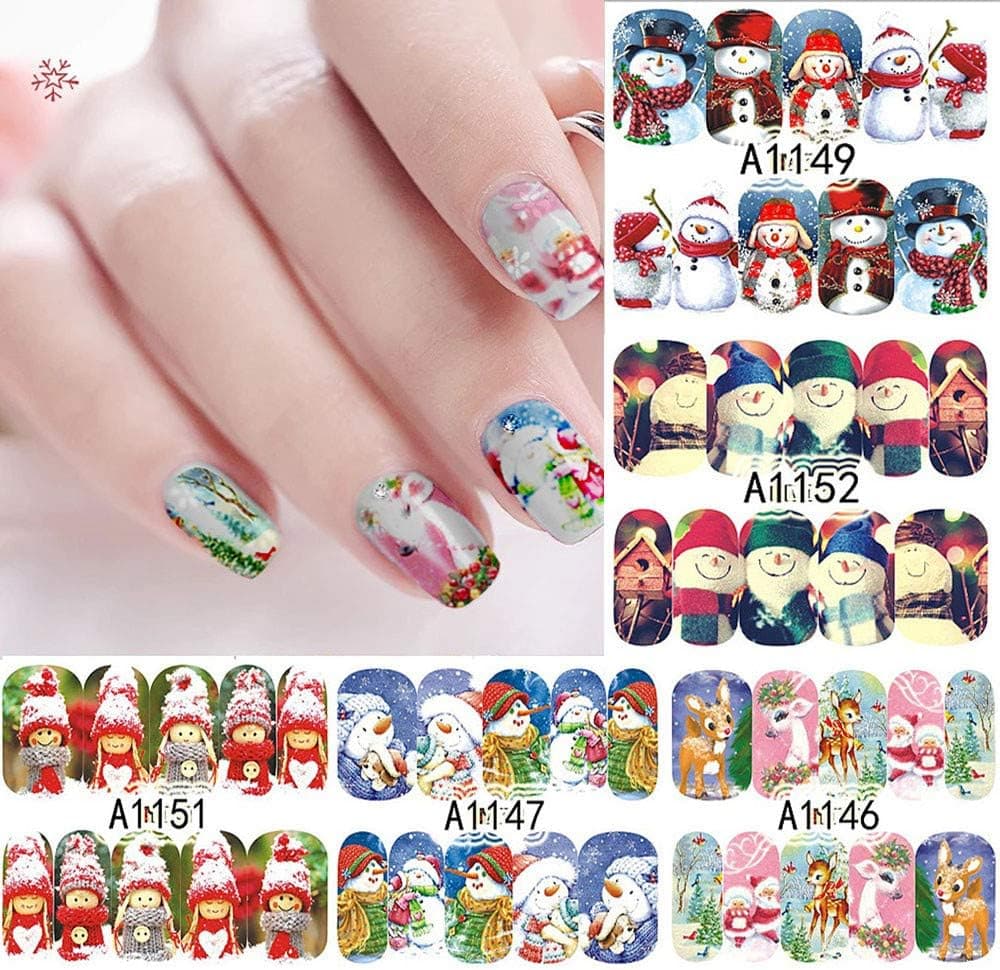 Christmas Nail Art Stickers Snowmen Reindeer Happy New Year Nail Stickers DIY Decoration Tools for Women Girls