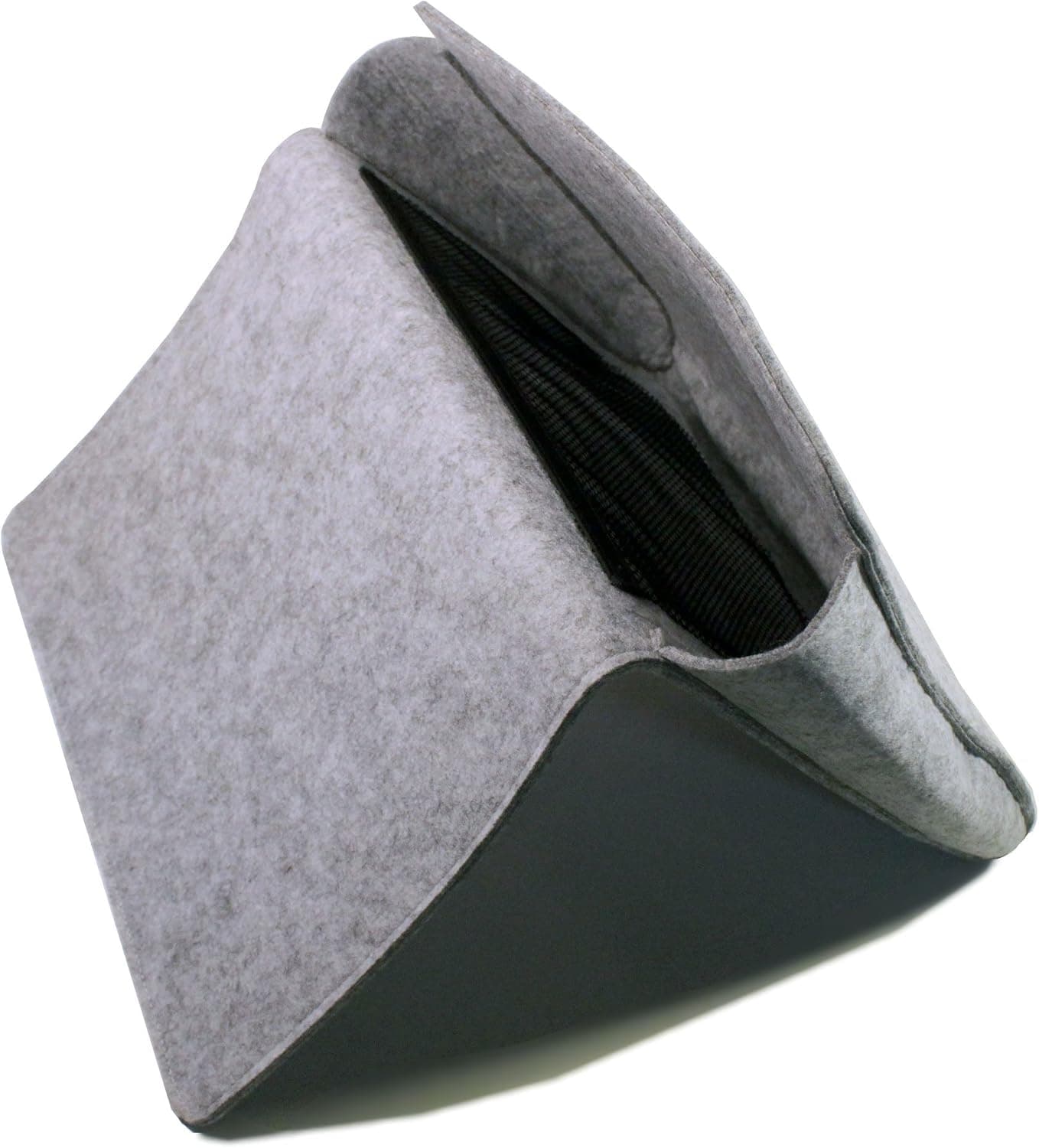 Prime Motif Gray Bedside Caddy with Extra Pockets - 1 Large Pocket and 2 Mesh Pockets - Bedside Storage Organizer Modern Felt Magazine Holder - Simplistic Design Hang Bag for Books, Remote, Laptop