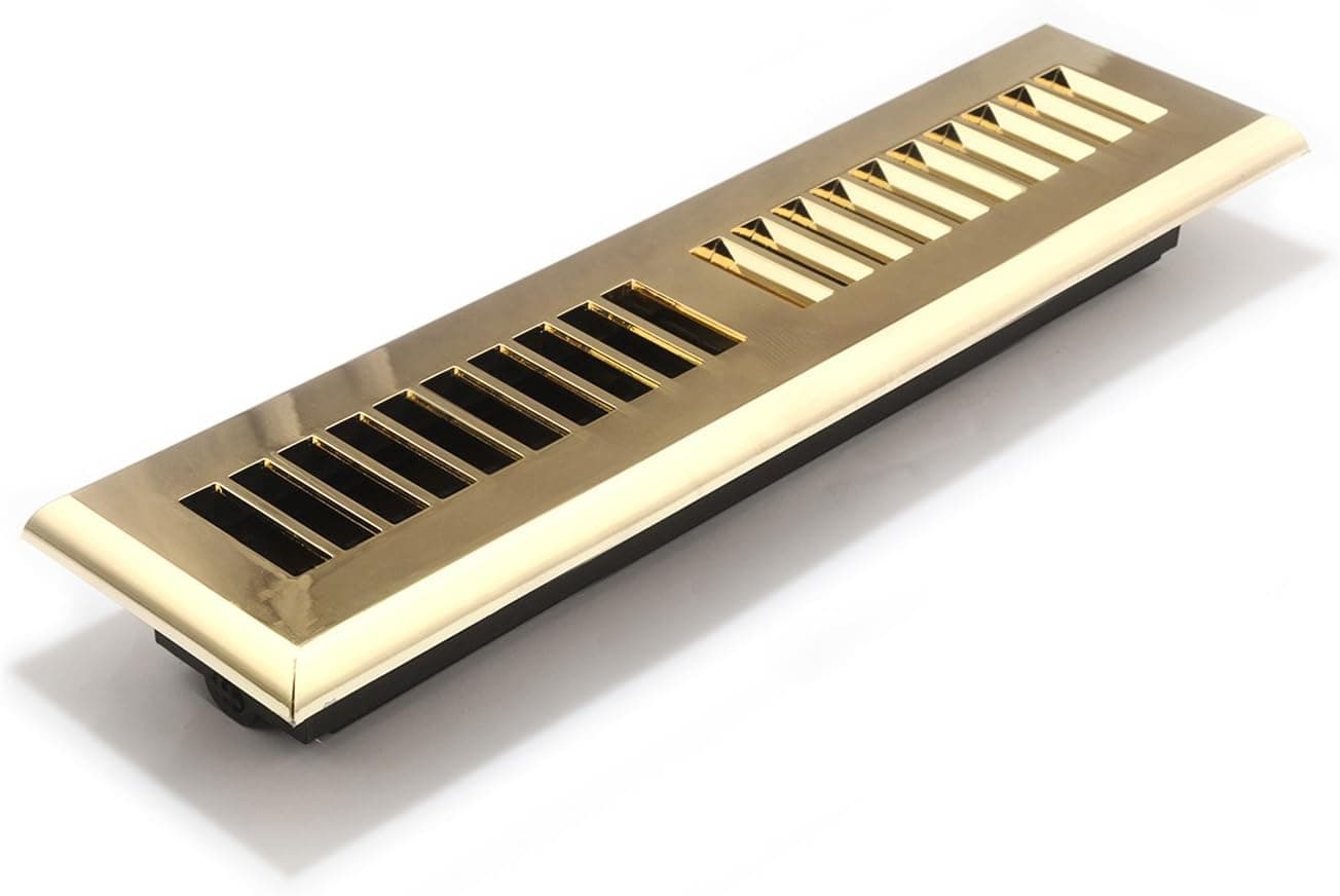 Accord APFRPBL212 Plastic Floor Register with Louvered Design, 2-Inch x 12-Inch(Duct Opening Measurements), Polished Brass Finish