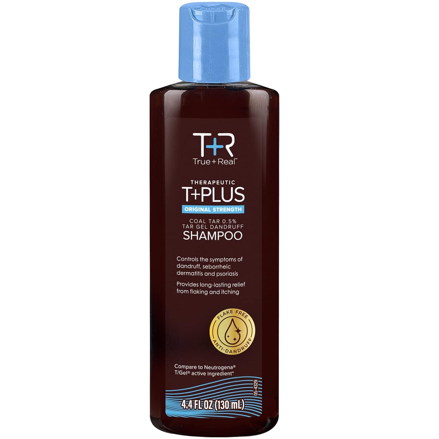 True+Real Therapeutic Plus Tar Gel Anti-Dandruff Shampoo Original Strength 0.5% Coal Tar, 4.4 Fl Oz