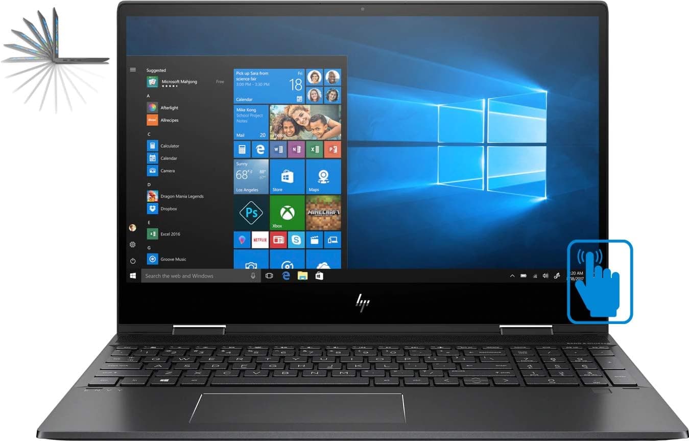 HP Envy x360 15z-ee000 Home and Entertainment Black Laptop (AMD Ryzen 7 4700U 8-Core,64GB RAM,1TB PCIe SSD, 15.6" Touch Full HD (1920x1080), AMD Radeon Graphics,Active Pen, Win 10 Home) with USB Hub