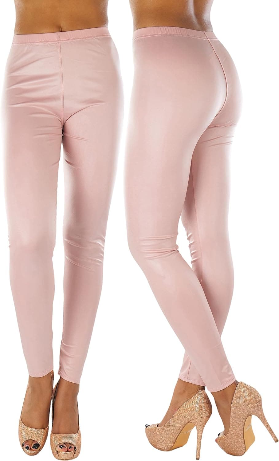 ToBeInStyle Women's Metallic Wet-Look Sleek Clubwear Shiny Faux-Leather Legging