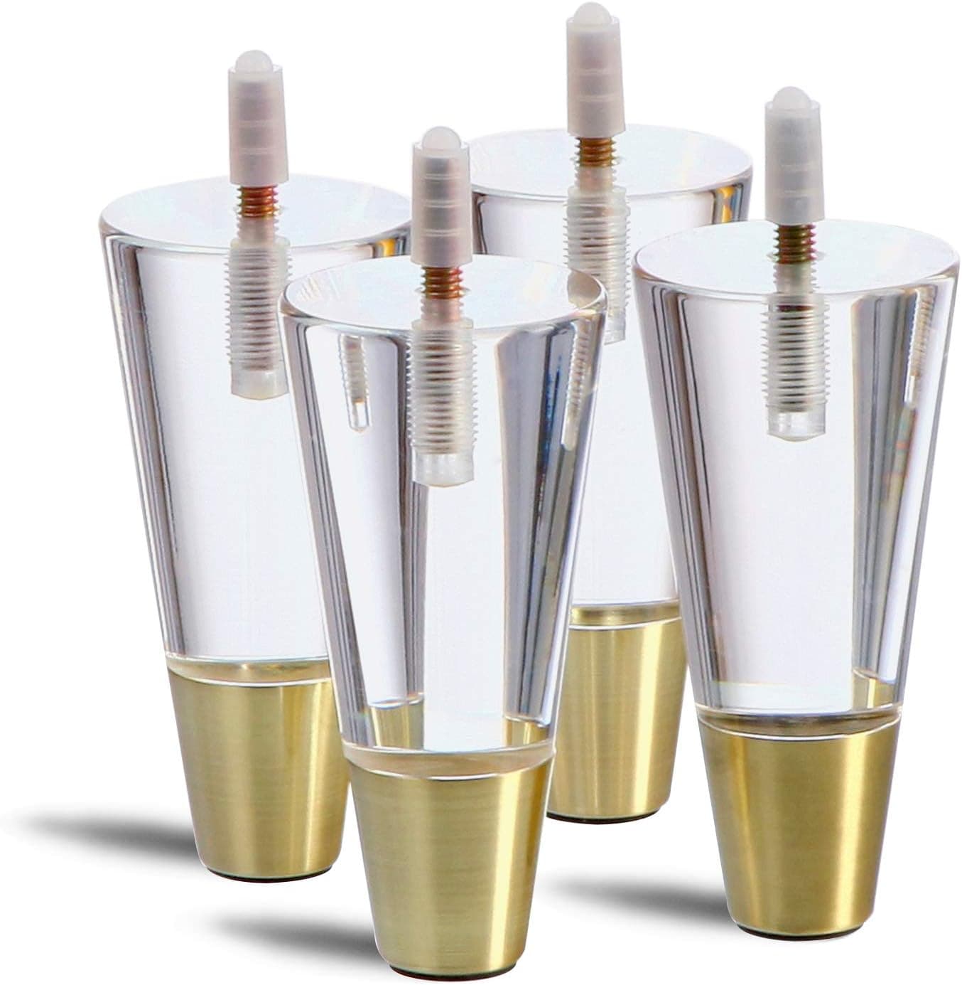 MONKEMON 5 inch Acrylic Furniture Legs Tapered Clear Glass Furniture Legs Pack of 4 Replacement for Sofa, Bed, Cabinet, Couch,Dresser, DIY Crystal Heavy Duty Acrylic Furniture Feet