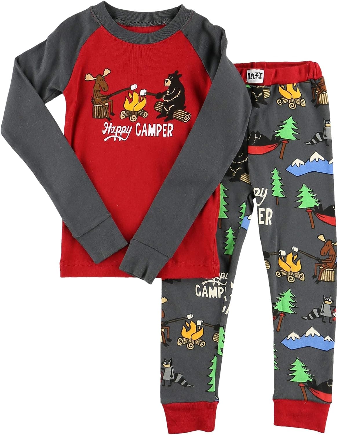 Lazy One Warm Long-Sleeve PJ Sets for Girls and Boys, Cozy, Comfy, Funny Kids' Pajama Sets, Animal, Bear & Moose