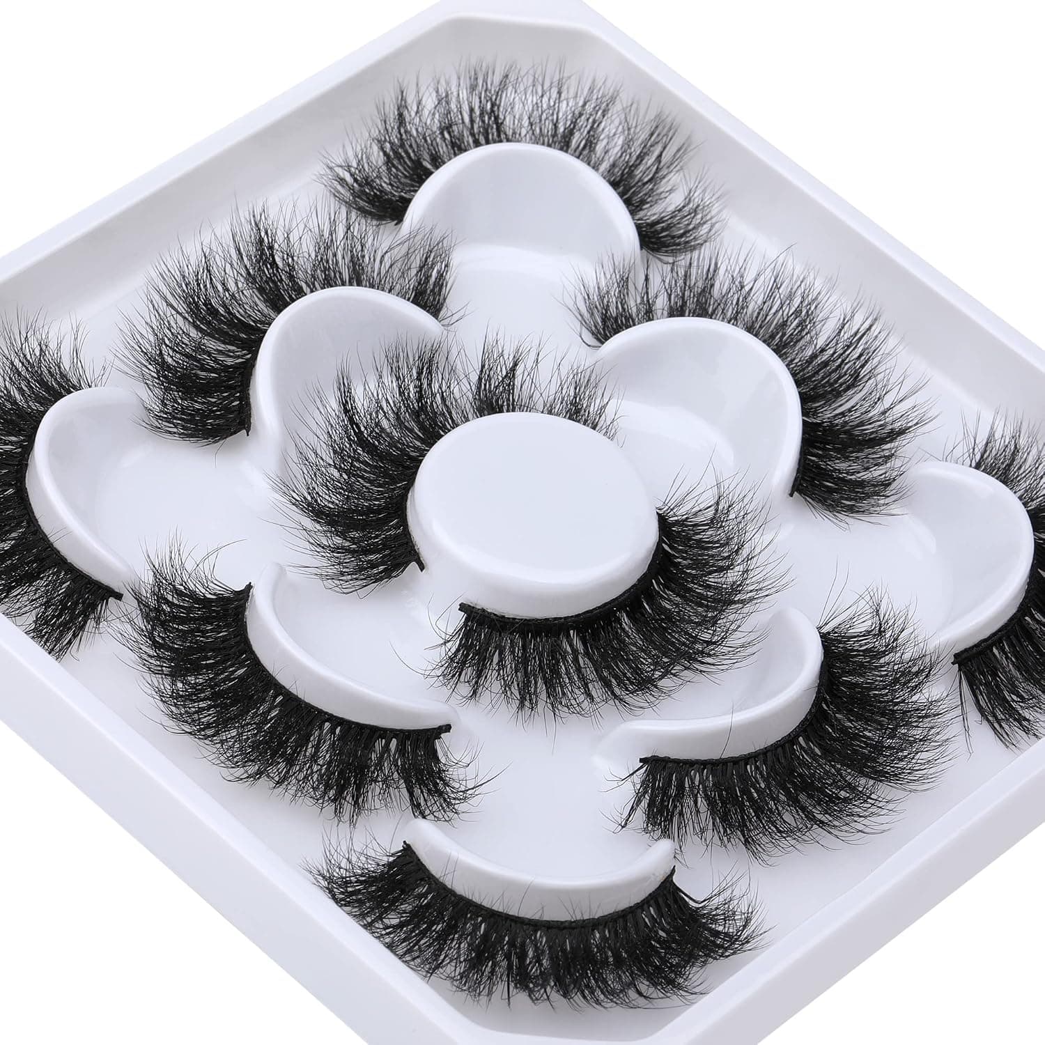 False Eyelashes 8D Faux Mink Lashes Fluffy Dramatic 18mm Full Thick Lashes Pack 5 Pairs Fake Eyelashes by Pawotence