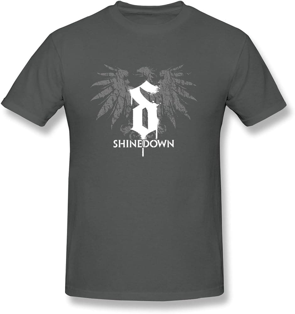 GOOOSO Men's Cool Shinedown Logo With Eagle Tees DeepHeather XXL