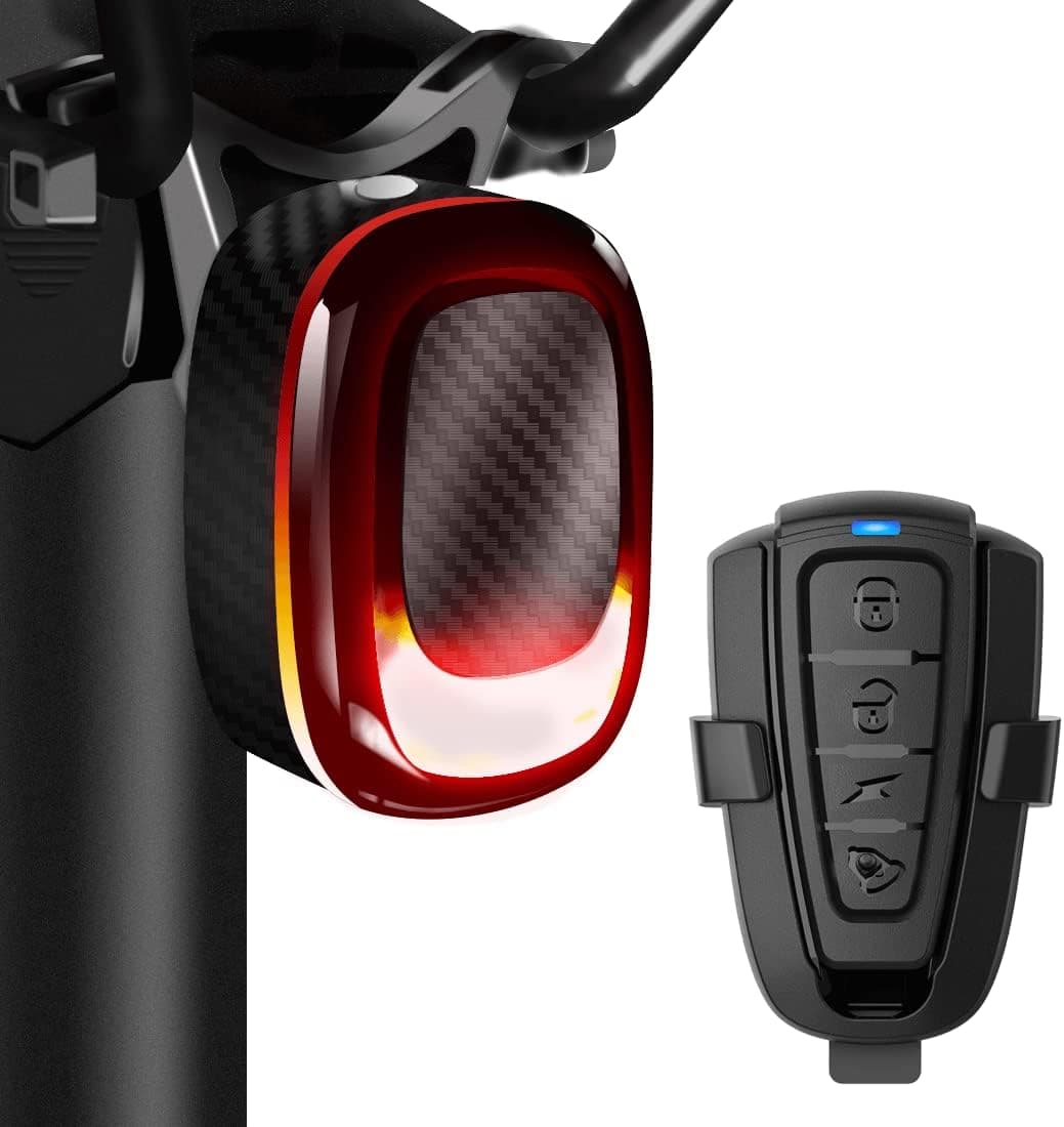 PADONOW Alarm Bike Tail Light: Wireless Remote Bicycle Rear Light USB-C Rechargeable Smart Motion Anti Theft Taillight with Loud Horn Red Led Flashing Lights Waterproof High Lumen Cycling Back Light