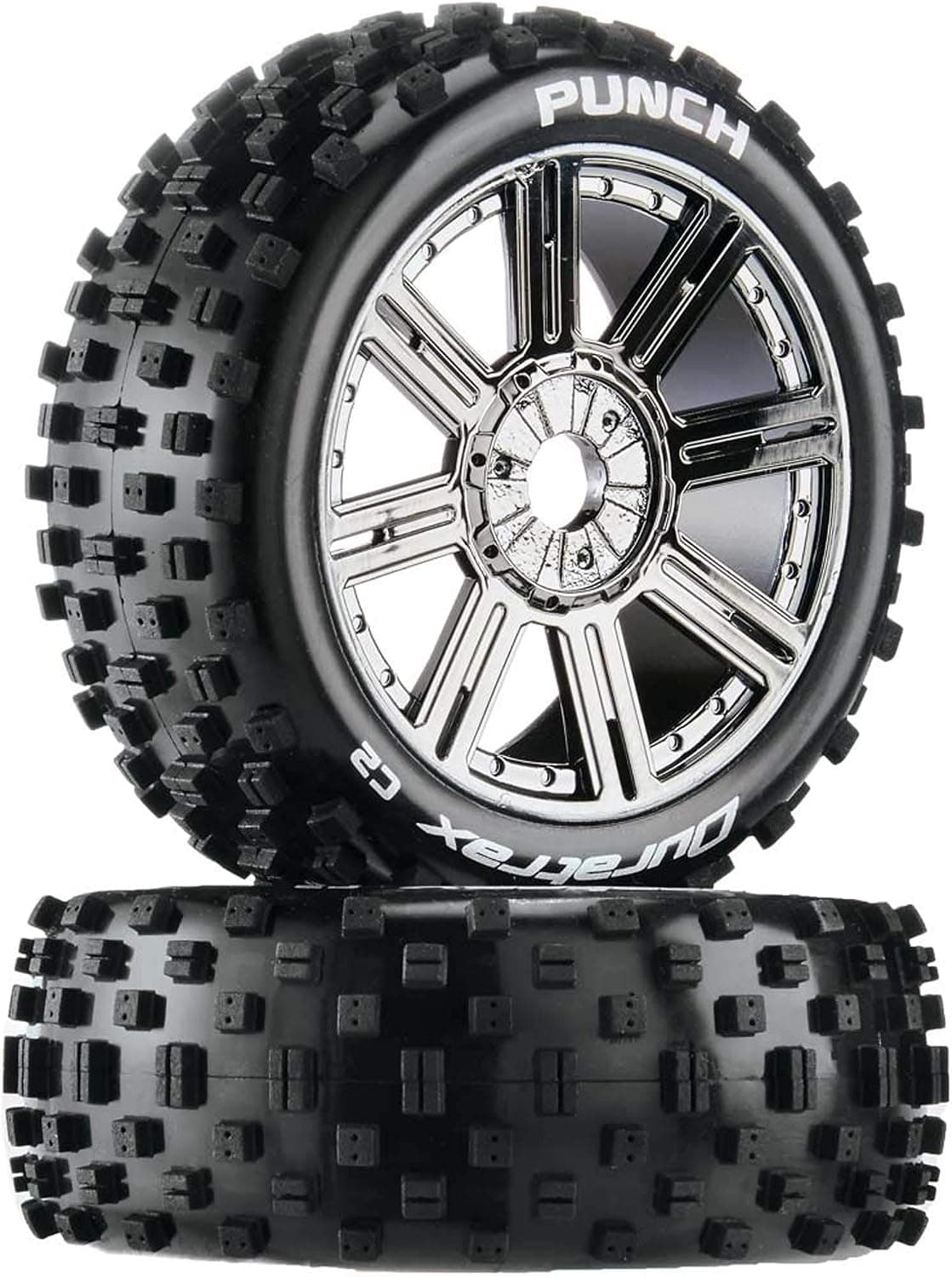 Duratrax Punch Buggy C2 Mounted Buggy Spoke Tires Chrome 2 DTXC3602