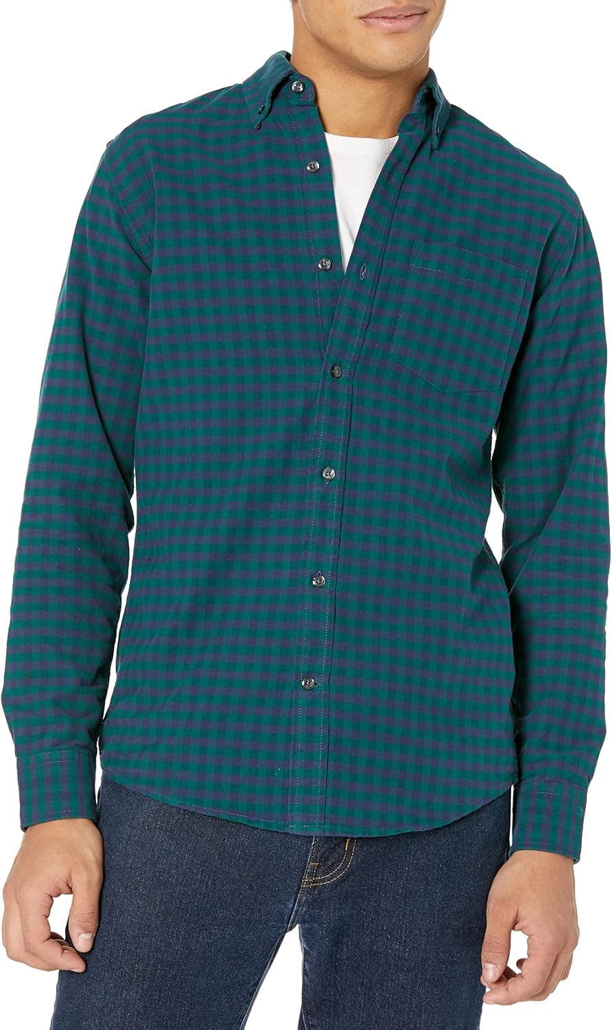 Amazon Essentials Men's Regular-Fit Long-Sleeve Solid Pocket Oxford Shirt
