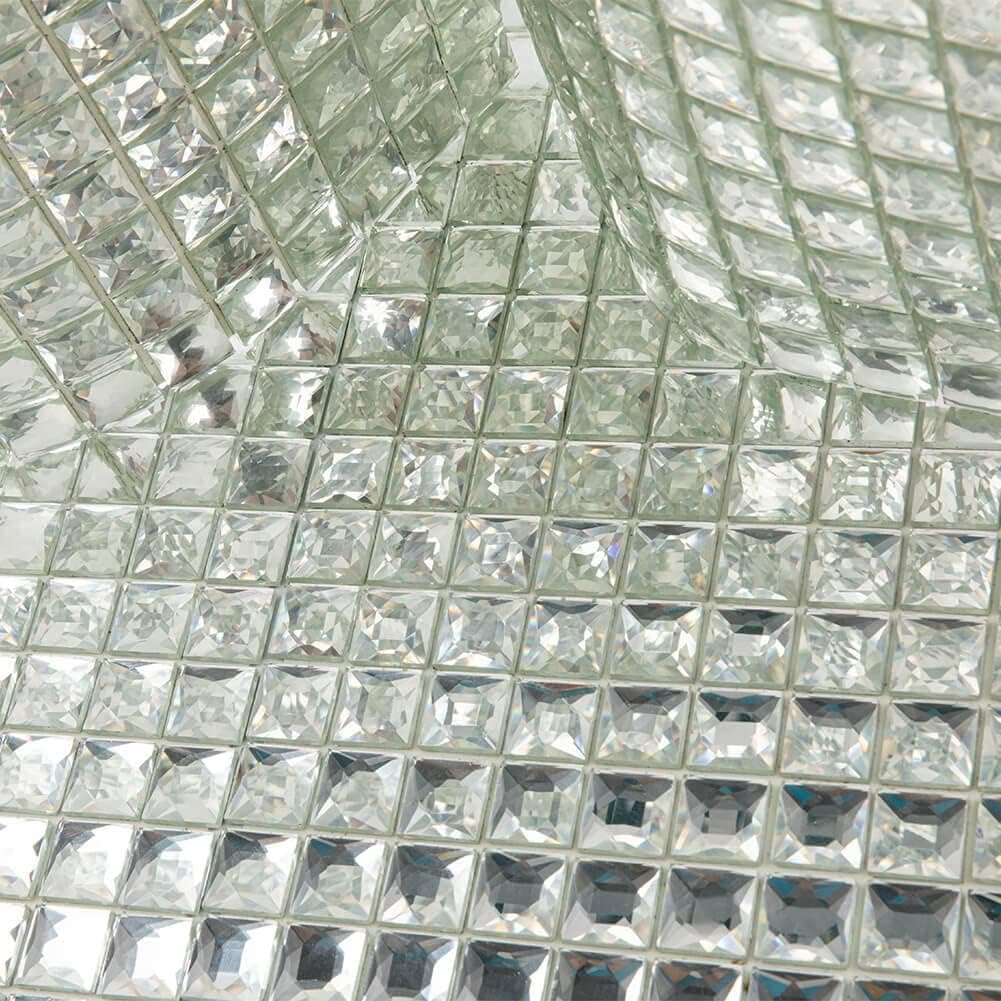 Soulscrafts 4/5" Peel and Stick Beveled Crystal Mirror Glass Mosaic Tiles Silver for Kitchen Backsplash Bathroom (16-Face, 5 Pack)