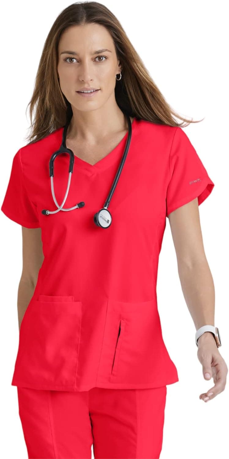 BARCO Grey's Anatomy Women's Cora Top, Crossover V-Neck Medical Scrub Top w/ 4 Pockets & Tulip Sleeves