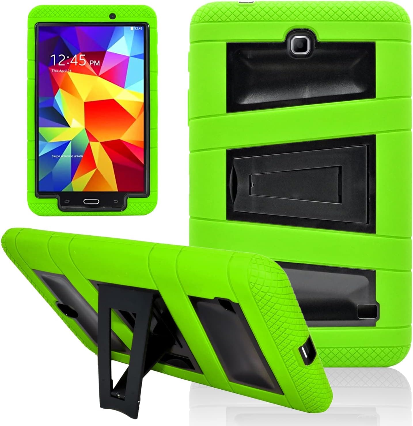 Tablet Case for Samsung Galaxy Tab 4 8-inch, SM-T330, T331, T335, T337, T337A and Other T33. (Not for Tab A 8), Mobi7e Heavy Duty Rugged Shockproof Armor Dual Layer Hybrid Case with Kickstand Green