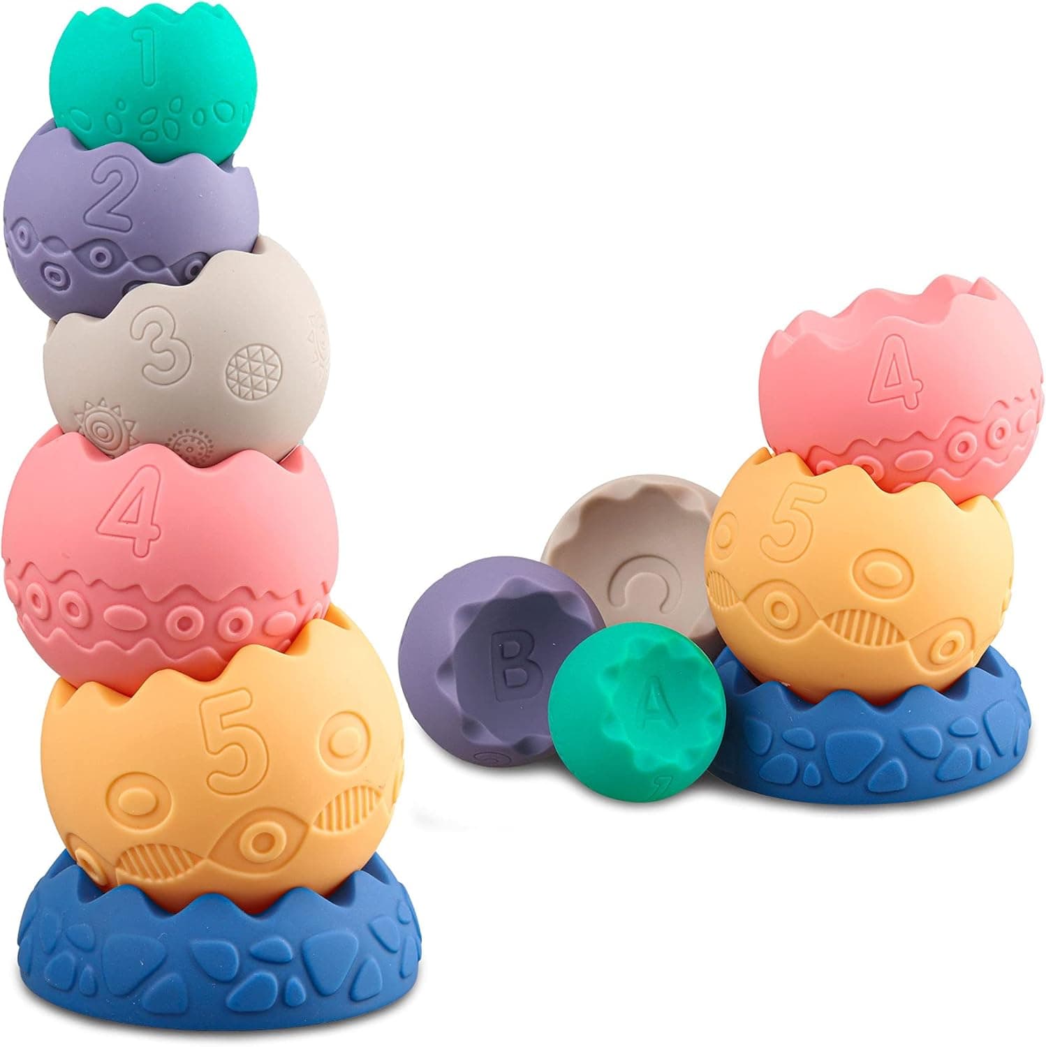 miawow Stacking Balls Soft Toys for Babies 6 12 18 Months 1 Year Old Girls Boys - Toddlers Sensory Educational Montessori Baby Blocks - Infant Newborn Developmental Teething Learning Stacker Cups