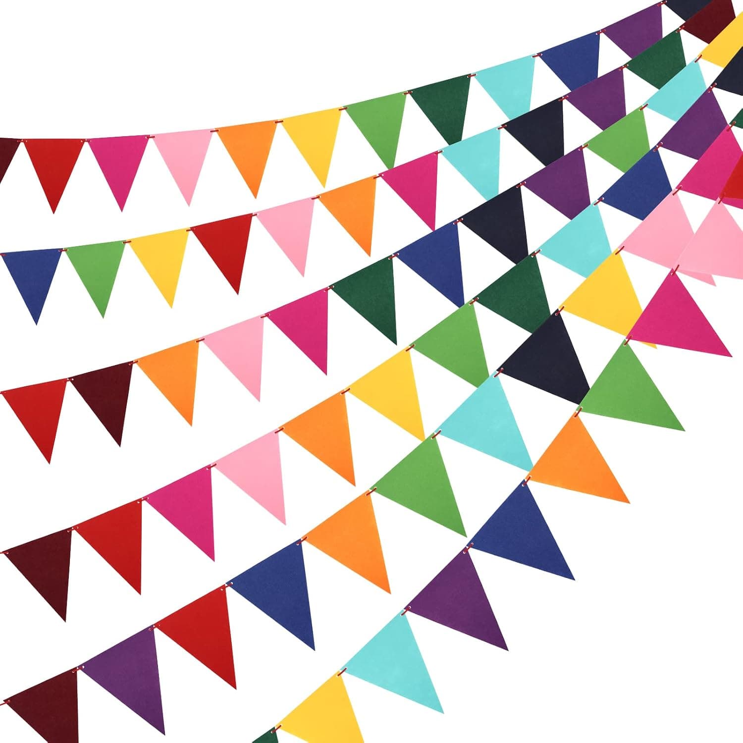 HORLIMER 72 pcs Multicolor Pennant Flag Banner, Hanging Rainbow Felt Banners for Party Festival Birthday Christmas Decorations and Celebrations