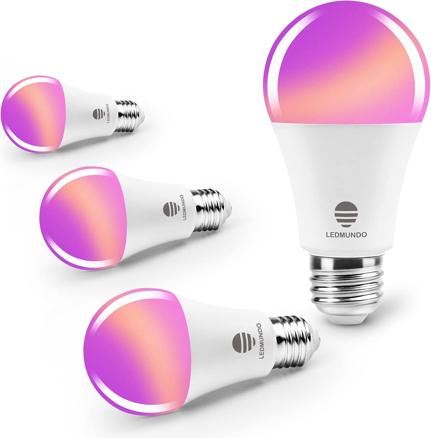 Smart Light Bulbs, 2700K-6500K - 11W - 100W Equivalent - WiFi RGBCW A19 LED Bulb E26 Base - 1100LM - WiFi Light Bulb - Color Changing Bulb, Compatible with Alexa & Google Home, 4 Pack