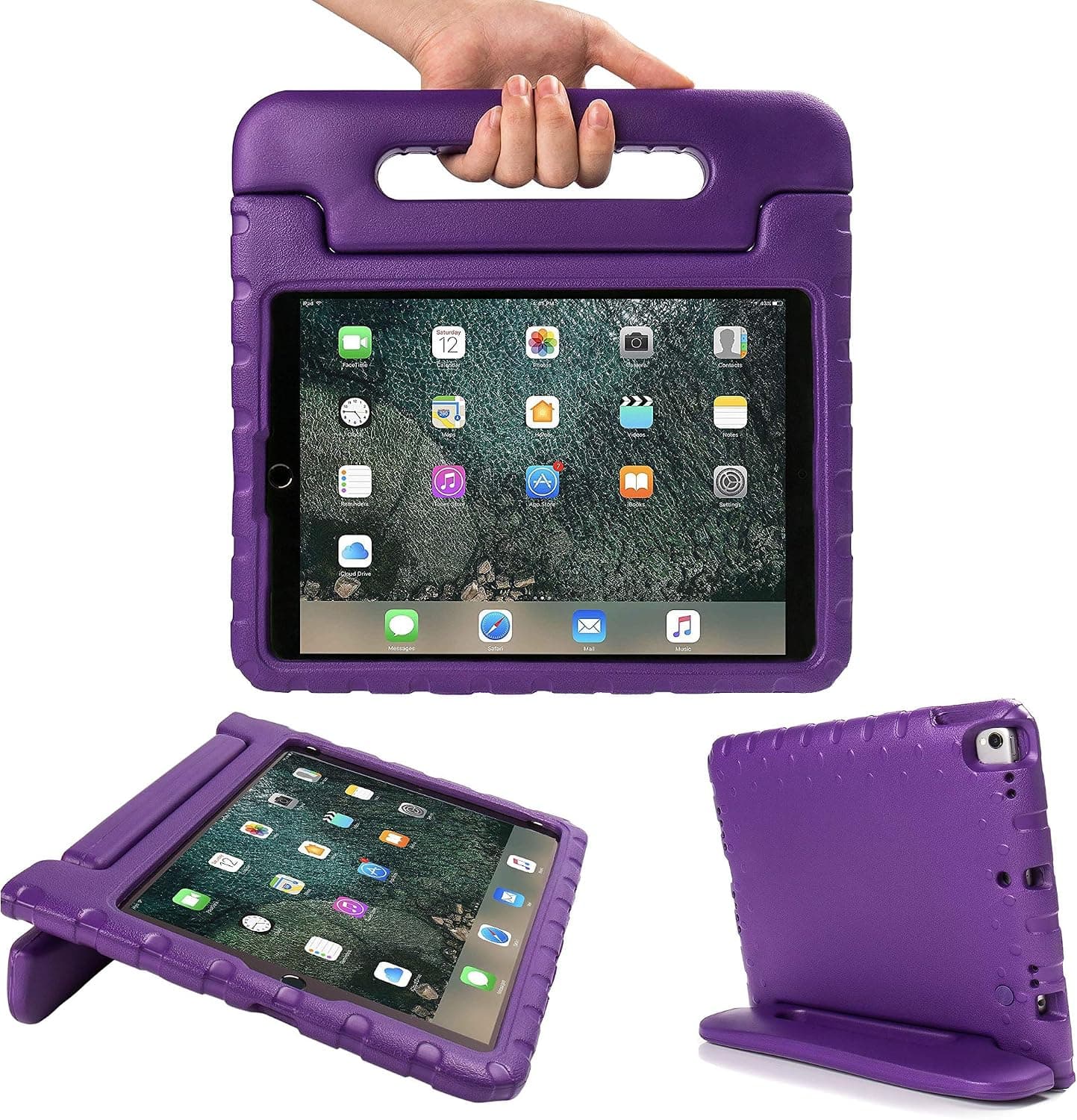 iPad Air 10.5" (3rd Gen) 2019 / iPad Pro 10.5" 2017 Case For Kids Light Weight Durable and Shockproof Cover with Convertible Handle Stand (Purple)