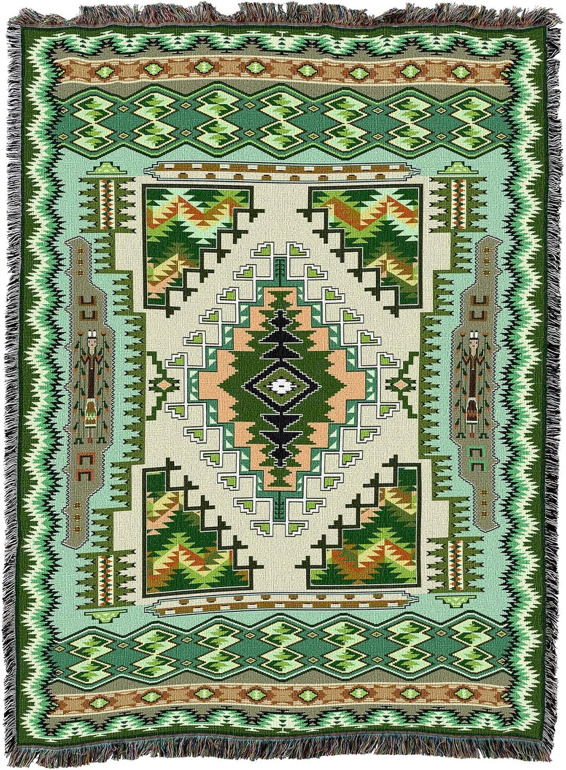 Pure Country Weavers Painted Hills Sage Blanket XL - Southwest Native American Inspired - Gift Tapestry Throw Woven from Cotton - Made in The USA (82x62)