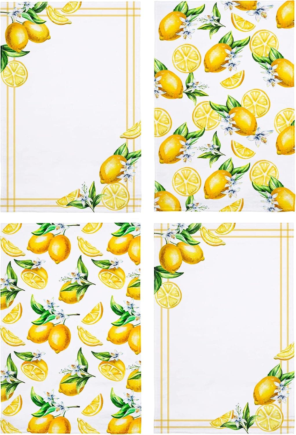 Decorada Lemon Kitchen Towels - Set of 4-20 x 30 - Made from Cotton - Lemon Kitchen Decor - Citrus & Yellow Spring & Summer Themed Dish Towels with Lemon Design Decorations - Decorative