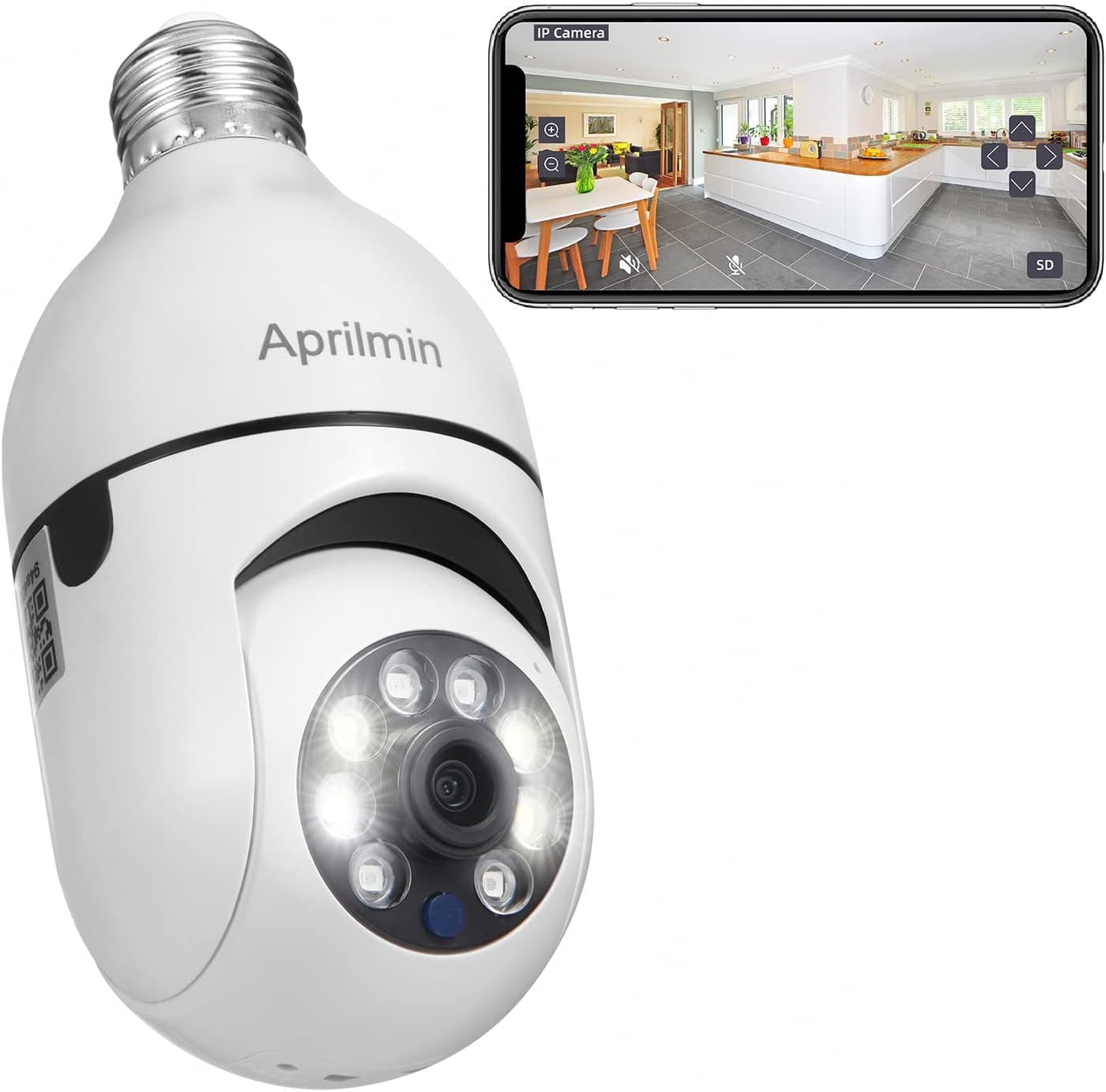 Aprilmin Light Bulb Security Camera,5G 2.4GHz WiFi PTZ Indoor Cameras 360° View,Motion Detection Alert, Color Night Vision, Two-Way Voice (2 Pack)