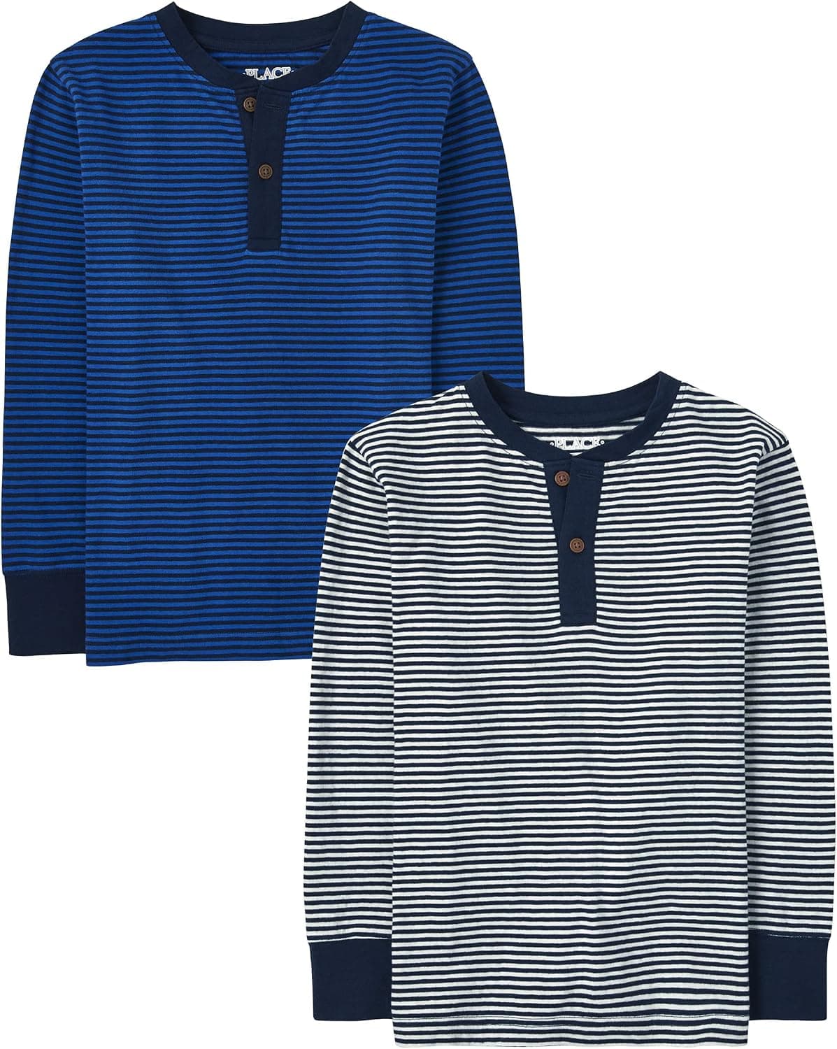 The Children's Place Boys' Long Sleeve Striped Henley Top 2-Pack