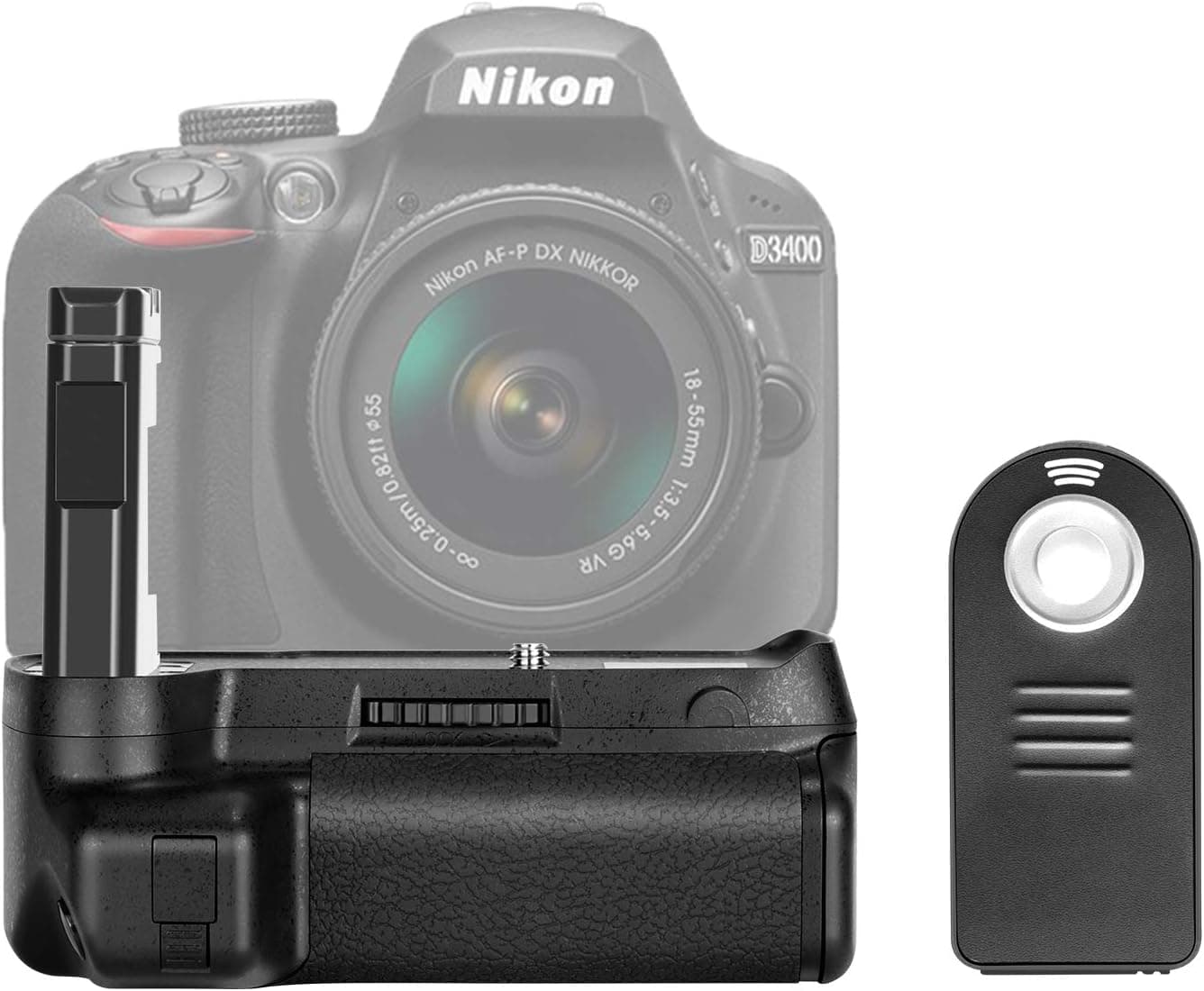 Neewer Battery Grip for Nikon D3400 DSLR Camera Vertical Shutter Release Button Work with One or Two EN-EL14a Battery (NW-D3400)
