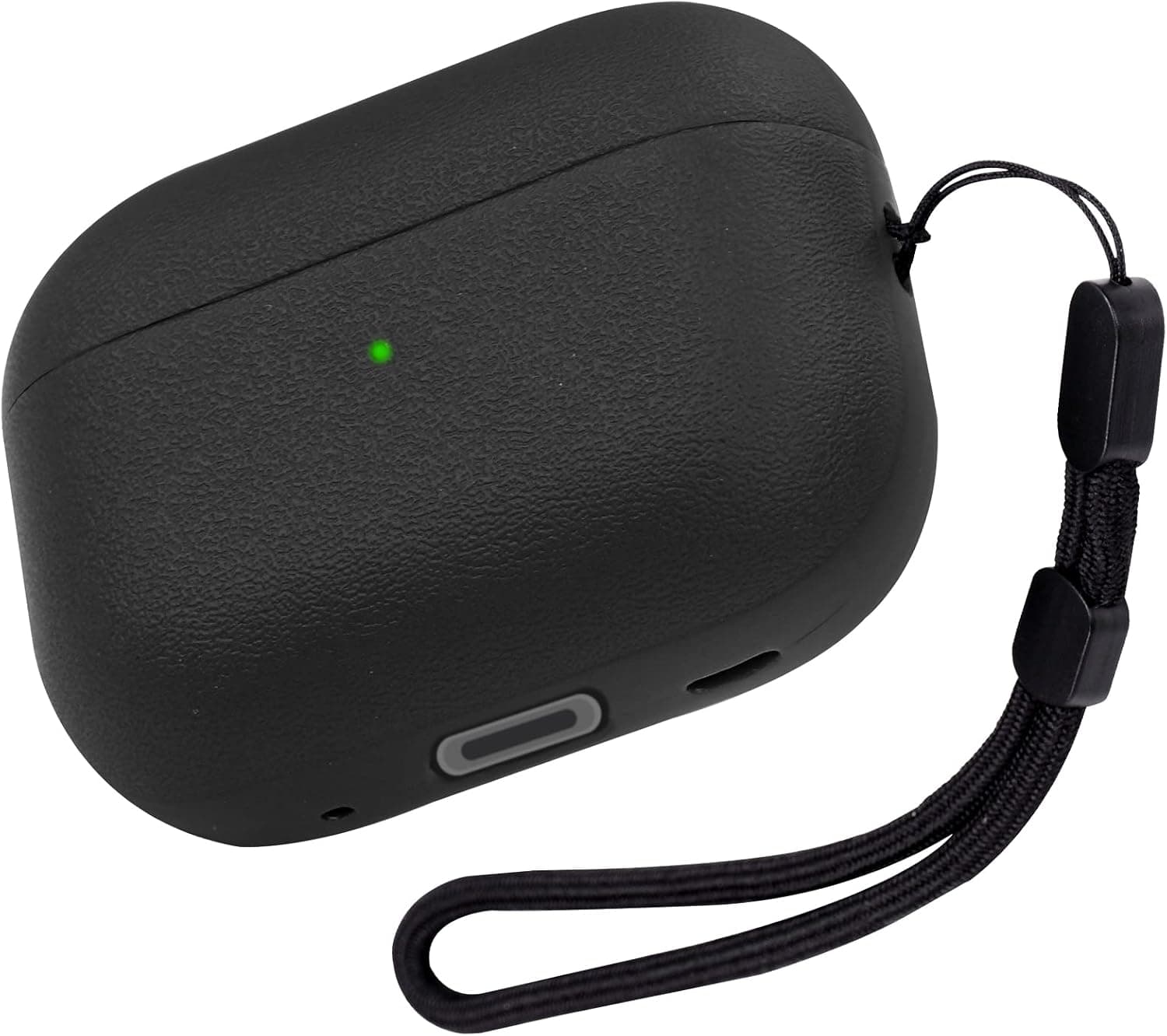 Nunwiza for TPU AirPods Pro 2 Case Cover Leather Texture Full-Body Protective Case Cover with Lanyard for 2022 AirPods Pro 2nd Generation(Black)
