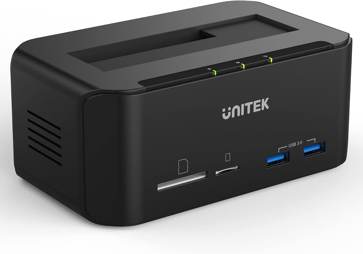 Unitek Tool Free USB 3.0 to SATA External Hard Drive Docking Station with 2-Port Hub and Card Reader for 2.5/3.5 Inch HDD SSD SATA I/II/III, Support UASP and 16TB