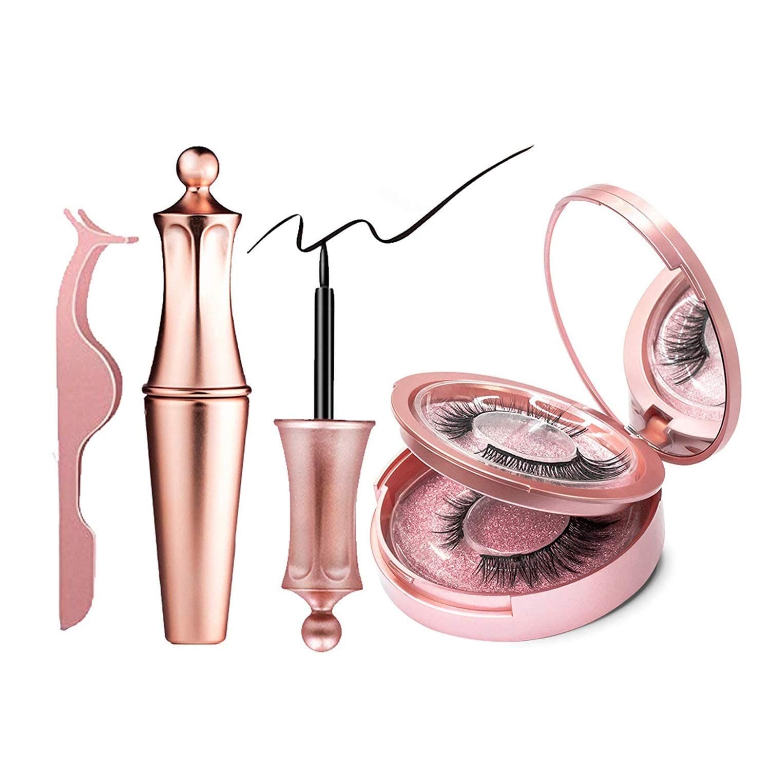 Magnetic Eyelash and Eyeliner Kit - Magnetic Eyeliner for Magnetic Lashes Set, Reusable False Lashes Different Style with Tweezers (Two pairs)