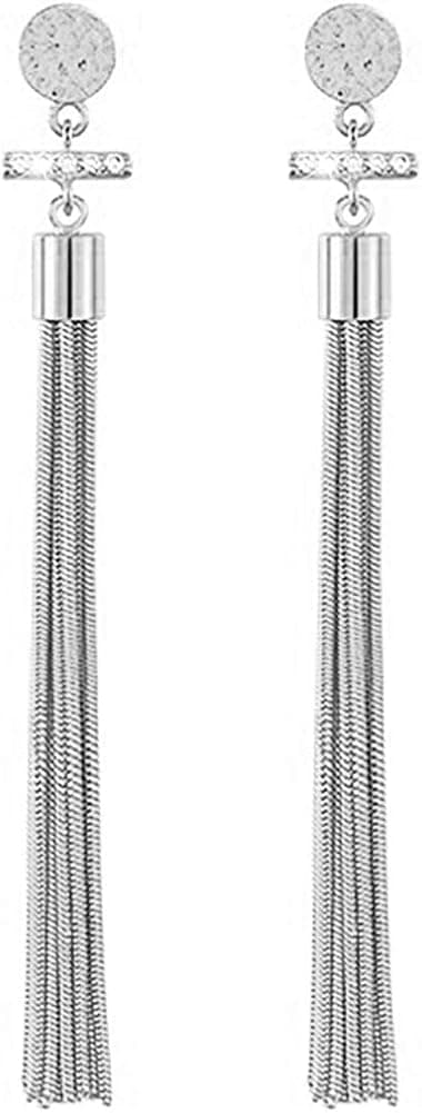 Suyi Elegant Long Tassel Earrings Crystal Dangle Drop Earrings Fringe Ear drop for Women Girls