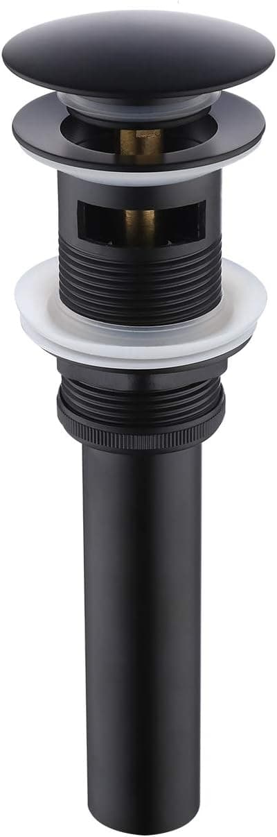 KES Bathroom Sink Drain with Overflow Vessel Sink Stopper Pop Up Drain Assembly Matt Black, ALL Metal Rustproof Brass and 304 Stainless Steel, S2008A-BK