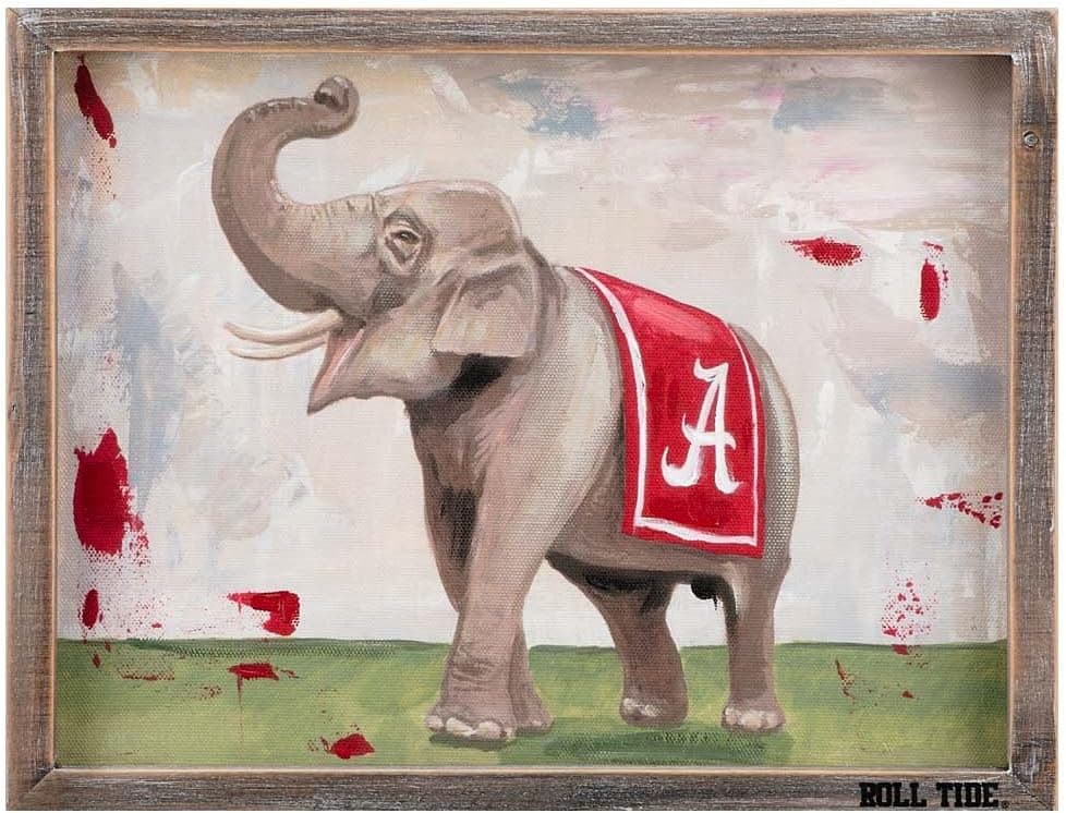 Glory Haus Alabama Elephant Framed Canvas Collegiate Wall Art, Multi-Colored