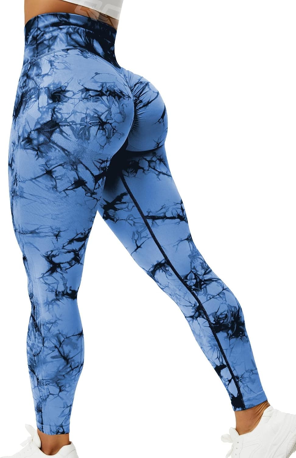 QOQ Womens High Waisted Seamless Workout Leggings Butt Lifting Gym Yoga Pants Booty Scrunch Vital Tummy Control Ruched Tights