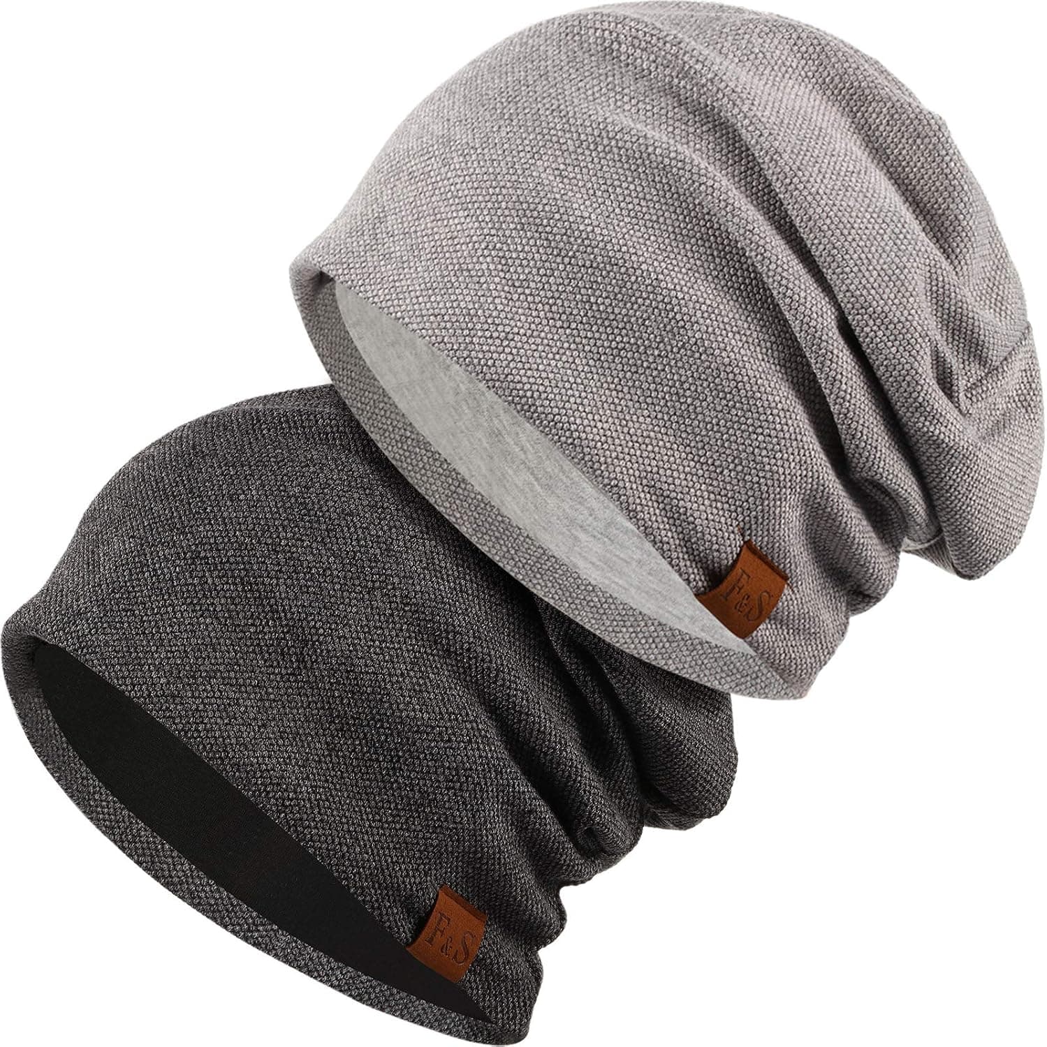 Syhood 2 Pieces Slouchy Knit Beanie Hat Winter Warm Oversized Skull Cap for Men Women