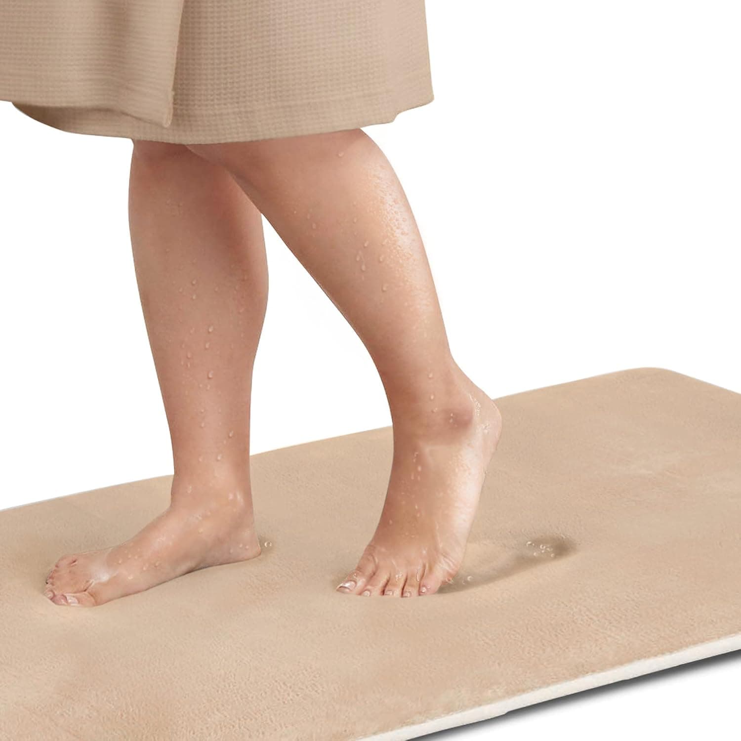 Genteele Bath Mats for Bathroom Non Slip - Beige 22" x 36" Memory Foam Bathroom Rugs - Quick Dry Bath Mat