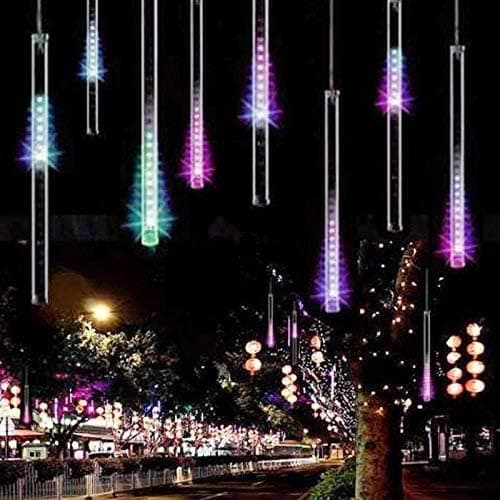Meteor Shower Light, MiluoTech Christmas Lights LED Falling Rain Light 30cm 8 Tubes, Falling Rain Drop Christmas Light, Icicle String Light Holiday Party Wedding Tree Decoration (Colorful)