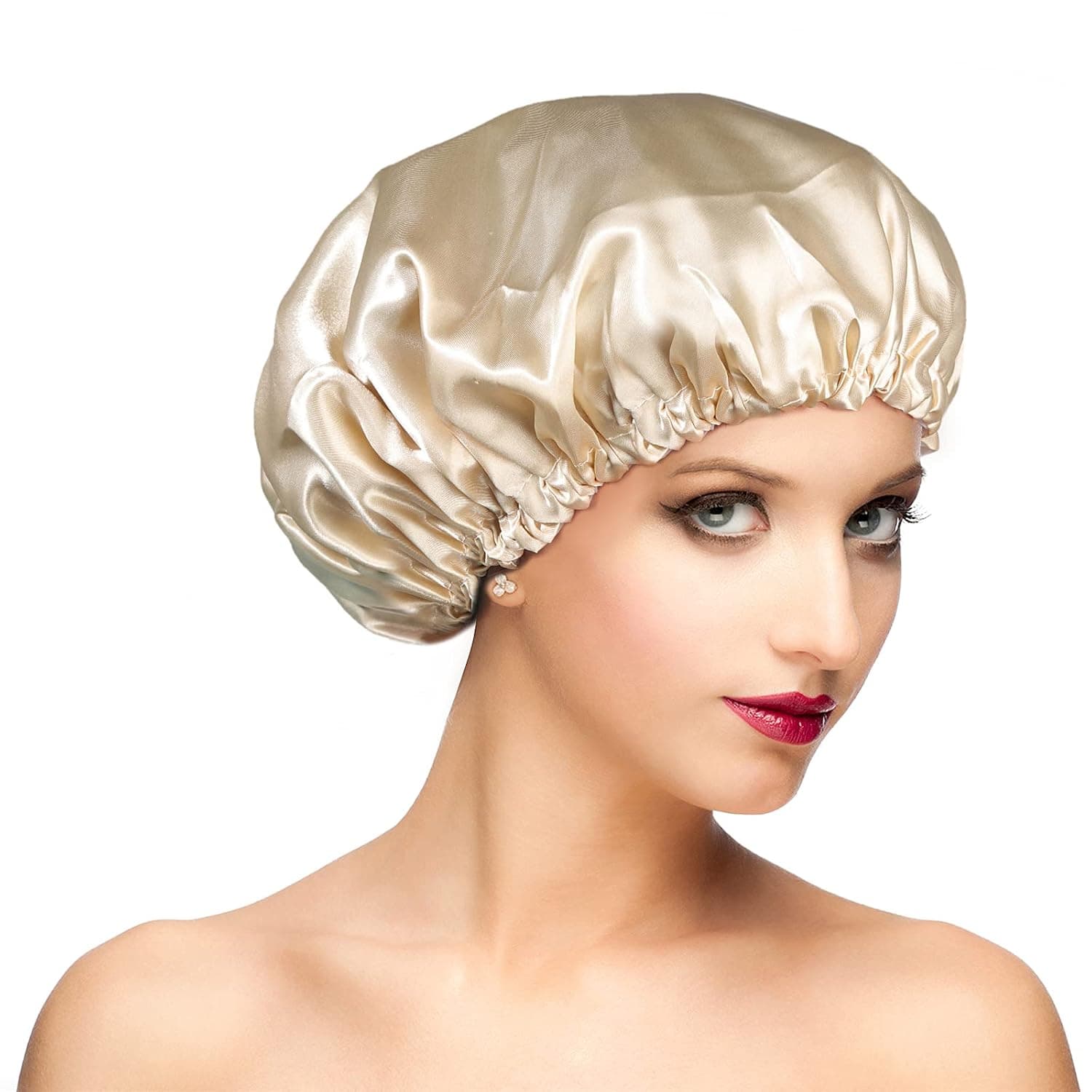 Shower Cap, Adjustable Shower Caps for Women, Extra Large Upgrade Double Waterproof Layers Hair Cap, Bath Caps Shower Hat Women Girls Adult Hair Protection Suitable for All Lengths and Thickness