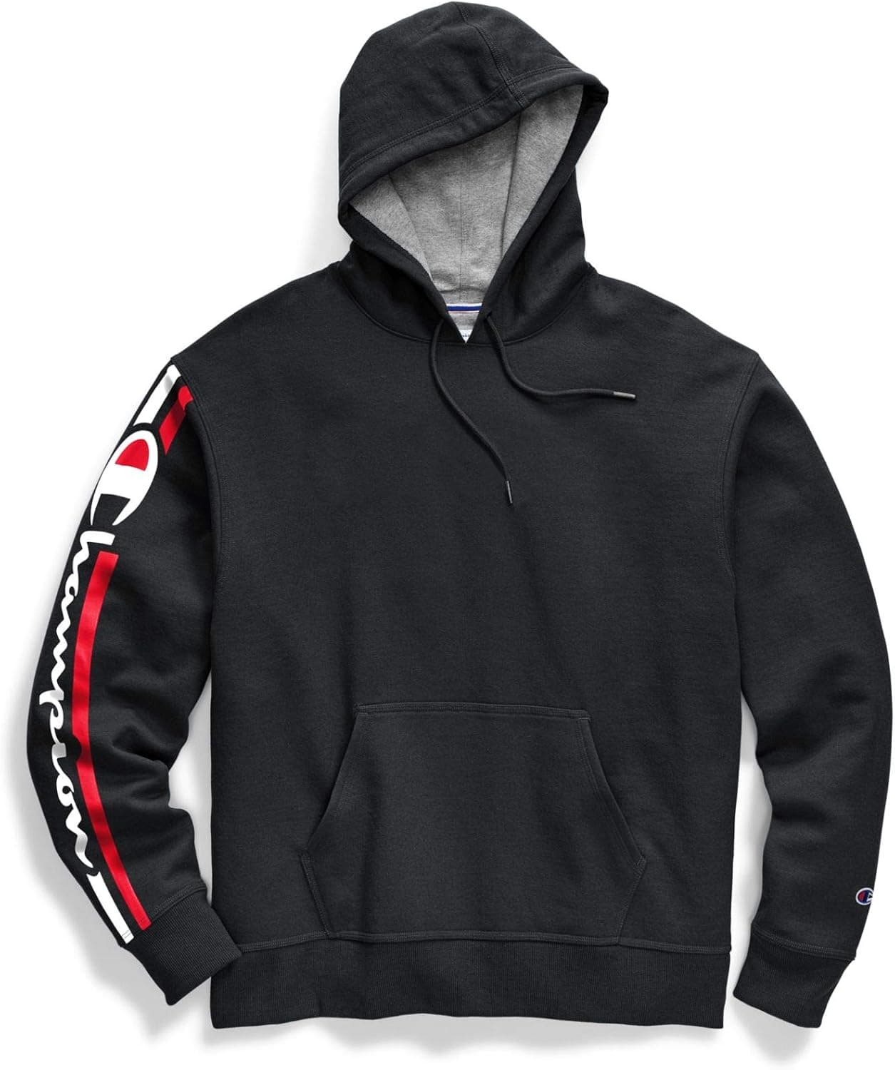 Champion Mens Powerblend Pullover Hoodie, M, Vertical Black