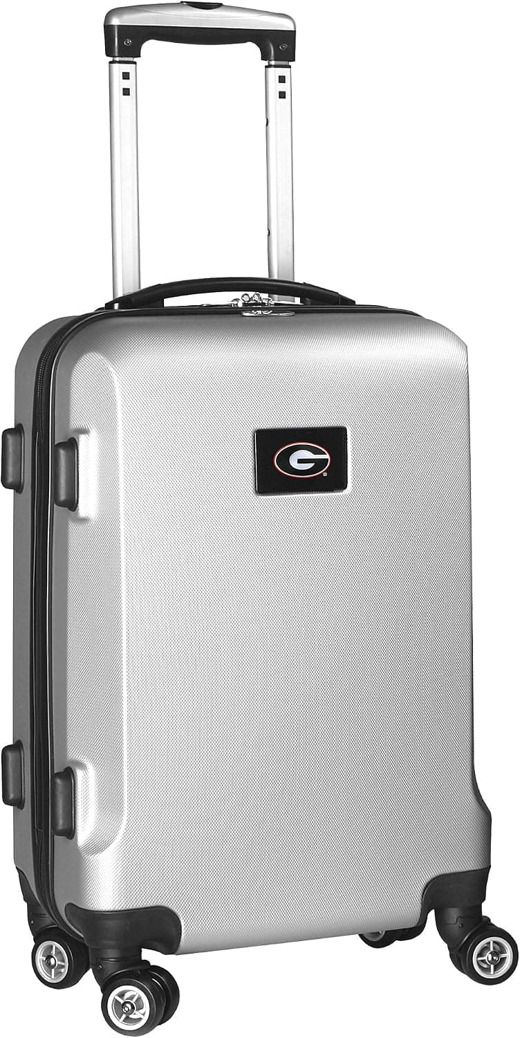 Denco NCAA Georgia Bulldogs Carry-On Hardcase Luggage Spinner, Silver