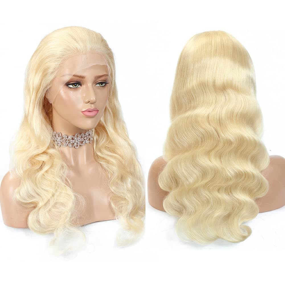 HR HENGRUITAI 613 Blonde Human Hair Wigs13x4 Lace Front Human Hair Wigs Body Wave Golden Blonde HD Transparent Lace Frontal Wigs Glueless 150% 18A Remy Hair 24Inch
