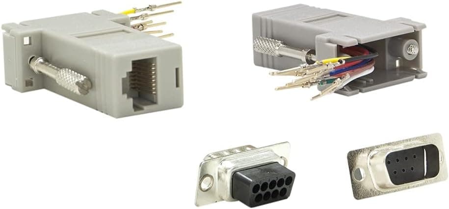 PcconnectTM PCCONNECT Modular Adapter, DB9 Male to RJ45, Gray