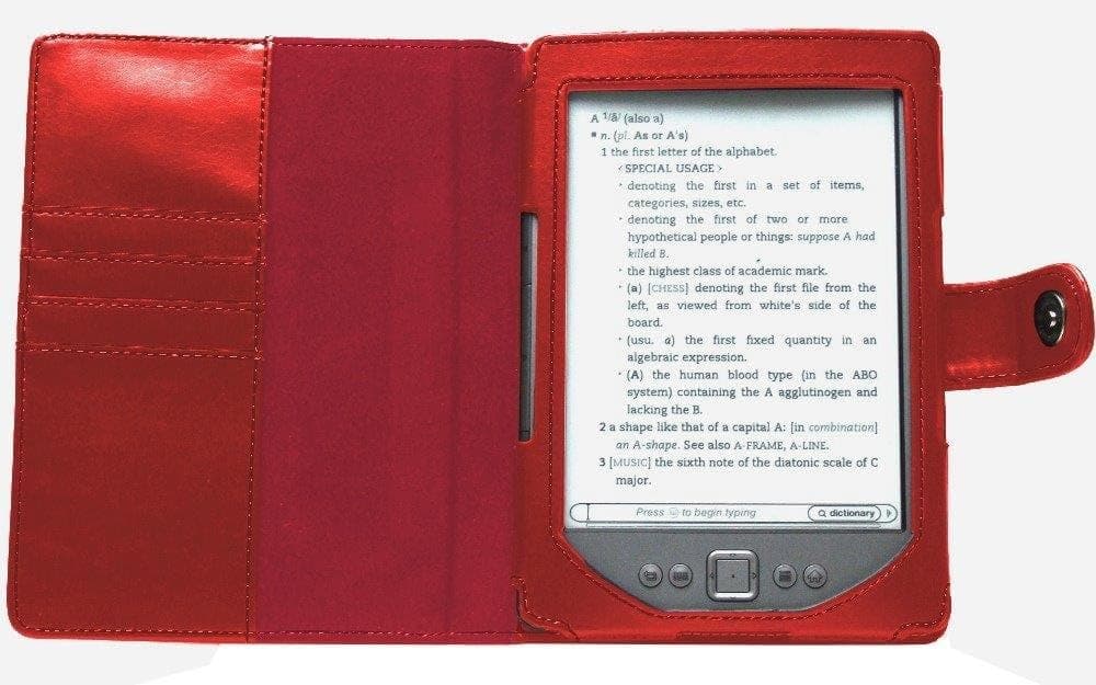 Navitech Red Leather Flip Open Book Style Carry Case / Cover & Clip On Flexible Backlight/ Night Light/ Reading Light For The New Kindle / The Lighter, smaller Wi-Fi, 6" E Ink Display Amazon 4G Version E-reader Device (October 2011 Release)