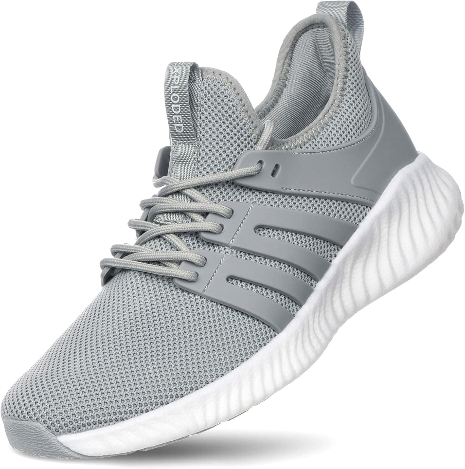 KPP Mens Running Tennis Sneakers - Breathable Walking Shoes Lightweight Comfort for Workout Standing Casual Gym Light Grey 12