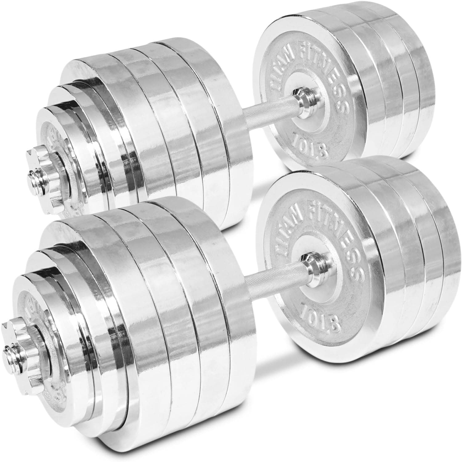 TITAN Adjustable Weight Chrome Dumbbells Set 200 lbs Pair 100 lbs Dumbbell x 2pcs Fitness Strength Training