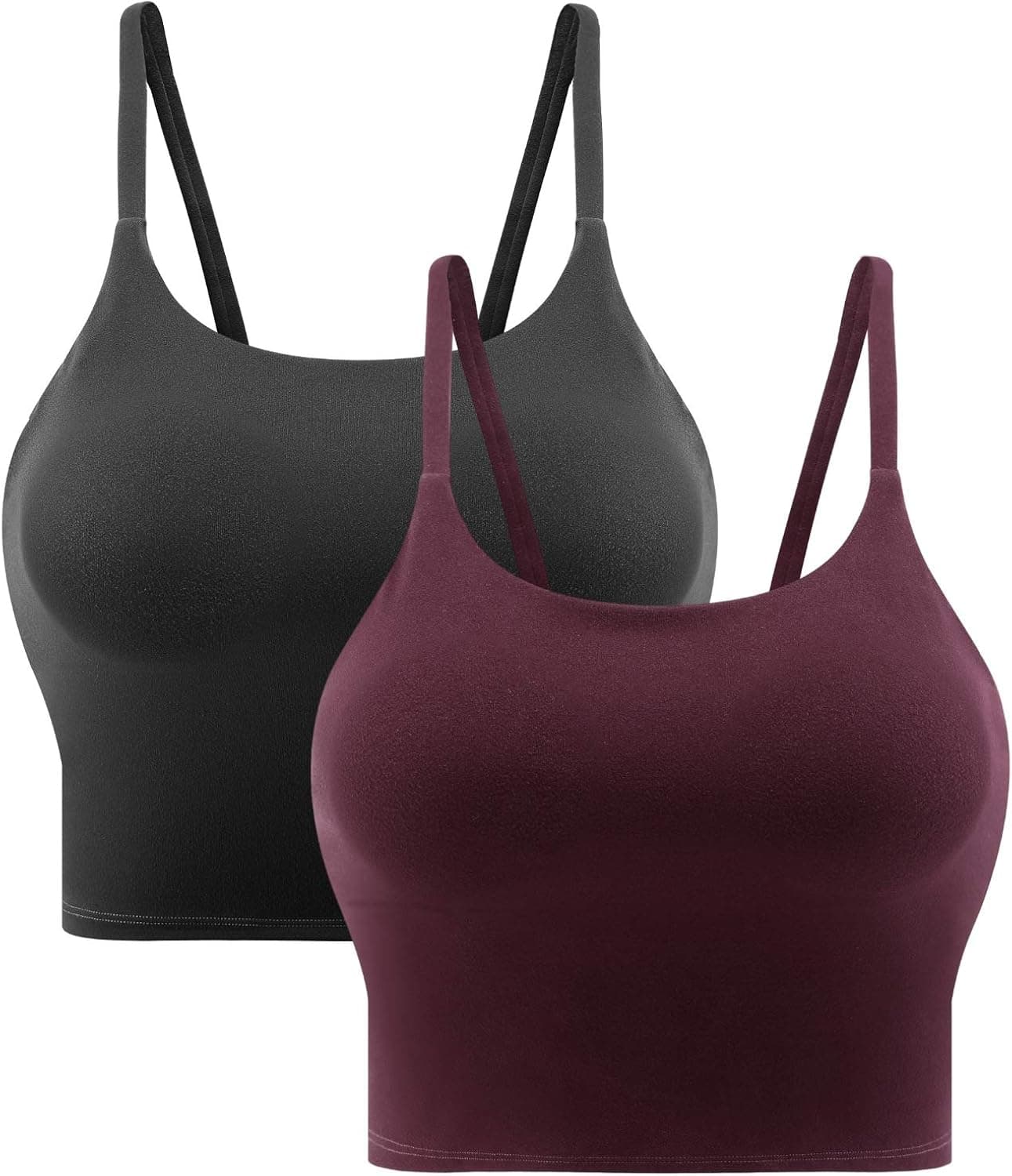 IMFASY Crop Tops for Women - Padded Yoga Workout Longline Shirts with Built-in Shelf Sports Bras